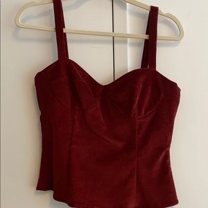 Reformation Carter Garnet Red Corduroy Bustier Top